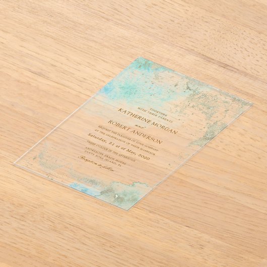 Waterverf kustbudget bruiloft acryl uitnodigingen (Laagn)