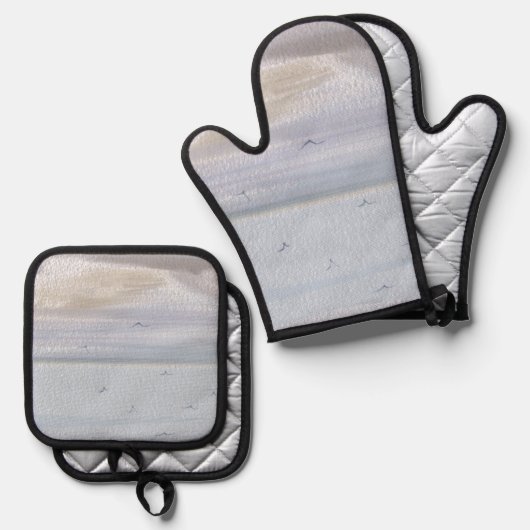 Waterverf Kustdoorsnede Ovenwant & Pannenlap Set (Voorkant / Achterkant)