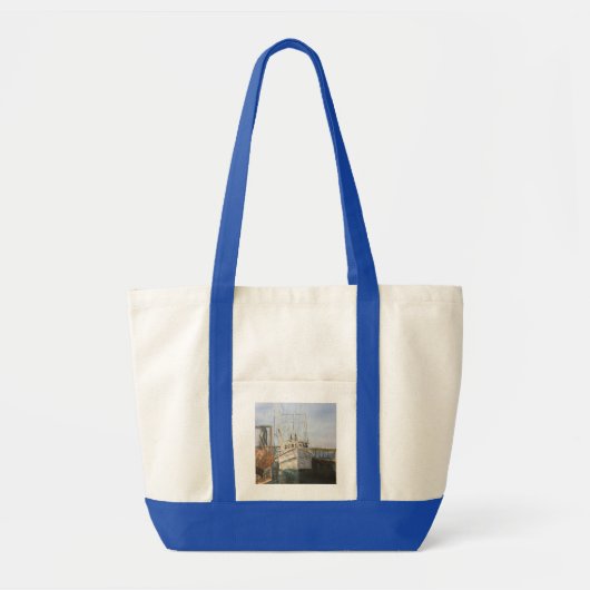 Waterverf Kustgarnalenboot Gevist Canvas tas (Voorkant)