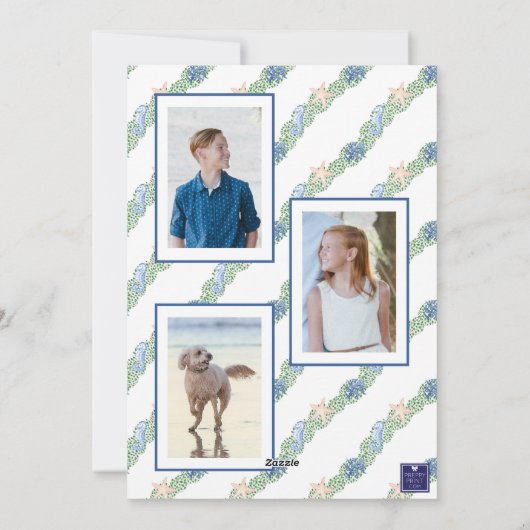 Waterverf Kustkerstkrans Foto Feestdagenkaart (Achterkant)