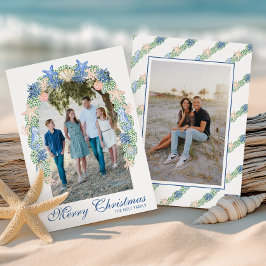 Waterverf Kustkerstkrans Foto Feestdagenkaart