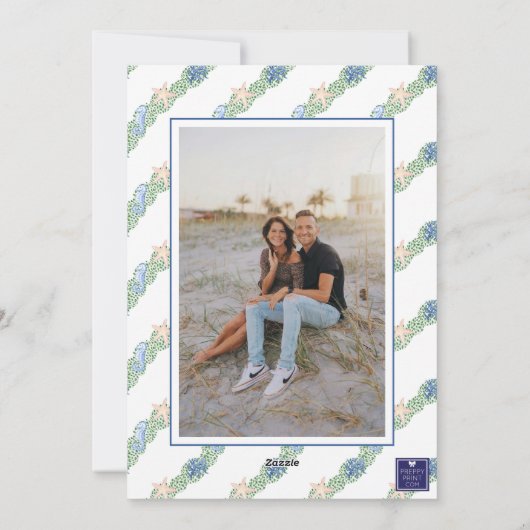 Waterverf Kustkerstkrans Foto Feestdagenkaart (Achterkant)