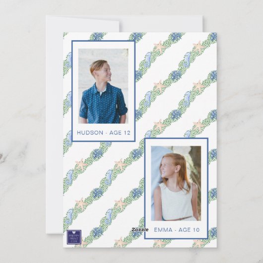 Waterverf Kustkerstkrans Foto Feestdagenkaart (Achterkant)