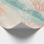 Waterverf Kustkoraal & Zee Schelp Golven (5) Cadeaupapier (Hoek)
