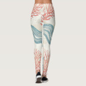 Waterverf Kustkoraal & Zee Schelpengolven (6) Leggings (Achterkant)