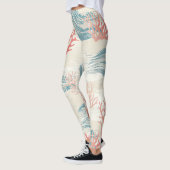 Waterverf Kustkoraal & Zee Schelpengolven (6) Leggings (Links)