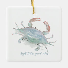 Waterverf kustkrab keramisch ornament