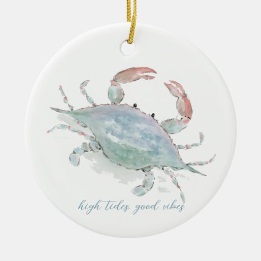 Waterverf kustkrab keramisch ornament (Voorkant)