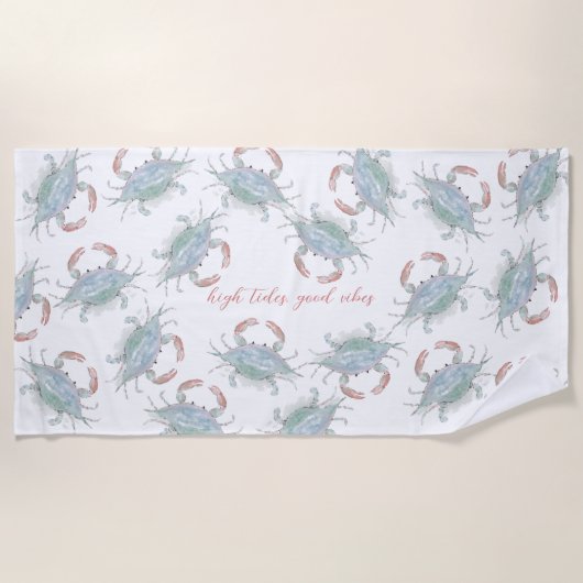 Waterverf kustkrab strandlaken (Voorkant)