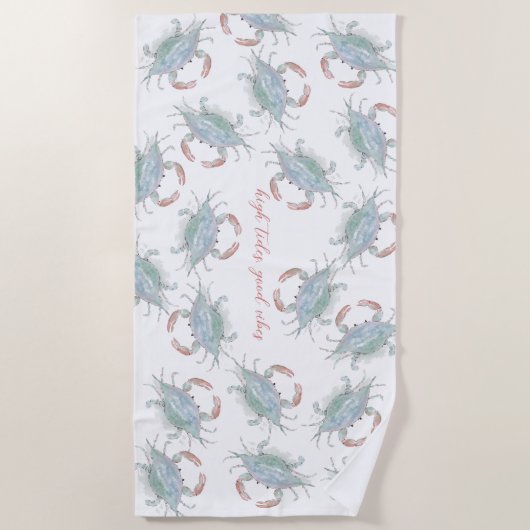 Waterverf kustkrab strandlaken (Voorkant)