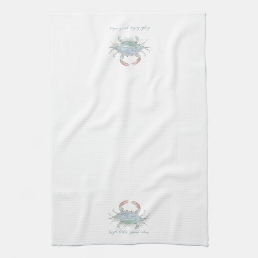 Waterverf kustkrab theedoek (Verticaal)