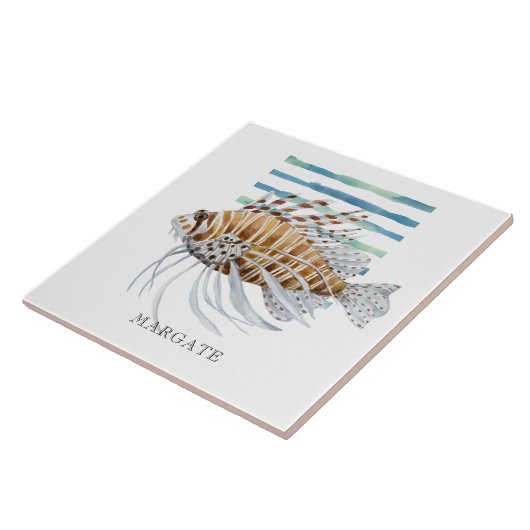 Waterverf Kustmatrijs exotische VIS Tegeltje (Zijkant)