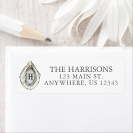 Waterverf Kustmonogram adres Etiket