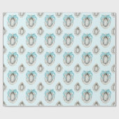 Waterverf Kustoesters Blue Bow Cadeaupapier (Vlak)