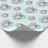 Waterverf Kustoesters Blue Bow Cadeaupapier (Hoek)
