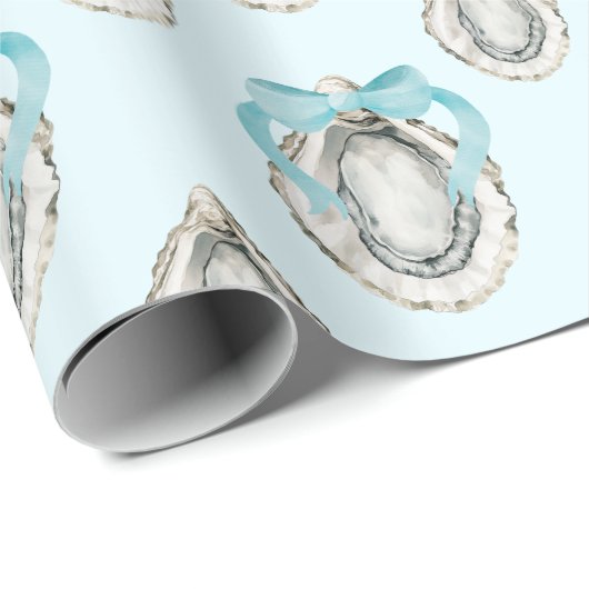 Waterverf Kustoesters Blue Bow Cadeaupapier (Rol Hoek)