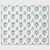 Waterverf Kustoesters Blue Bow Cadeaupapier (Vlak)