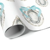 Waterverf Kustoesters Blue Bow Cadeaupapier (Rol Hoek)