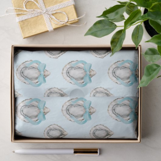 Waterverf Kustoesters Blue Bow Tissuepapier (Geschenk)