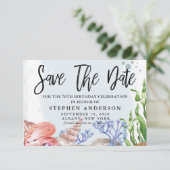 Waterverf Kustpartij 70e verjaardag Save The Date (Staand voorkant)