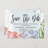 Waterverf Kustpartij 70e verjaardag Save The Date (Voorkant / Achterkant)