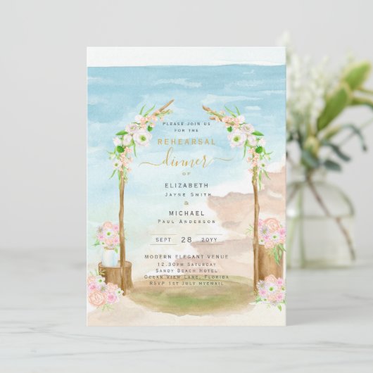 Waterverf Kustrepetitie met diner uitnodiging (Staand voorkant)