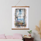 Waterverf Kustscene met Zeezicht uit het Raam Hangend Wandkleed (Slaapkamer)
