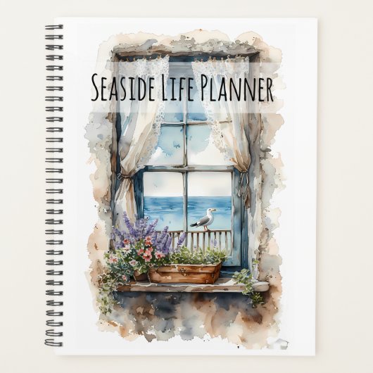 Waterverf Kustscene met Zeezicht uit het Raam Planner (Voorkant)