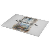 Waterverf kustscene met zeezicht uit het raam snijplank (Hoek)