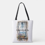 Waterverf Kustscene met Zeezicht uit het Raam Tote Bag (Achterkant)