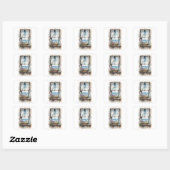 Waterverf Kustscene met Zeezicht uit het Raam Vierkante Sticker (Vel)