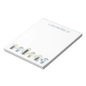 Waterverf Kuststrand hutten gepersonaliseerd Notitieblok (Linkerzijde)