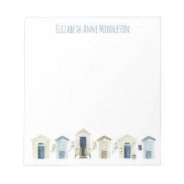 Waterverf Kuststrand hutten gepersonaliseerd Notitieblok