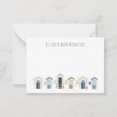 Waterverf Kuststrand hutten gepersonaliseerd Notitiekaartje (Voorkant)