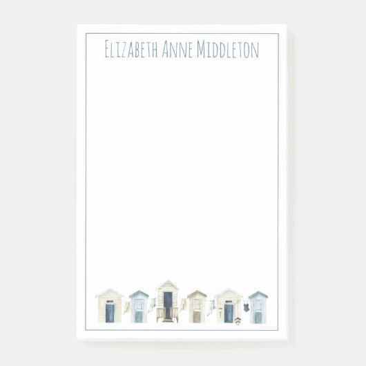 Waterverf Kuststrand hutten gepersonaliseerd Post-it® Notes (Voorkant)