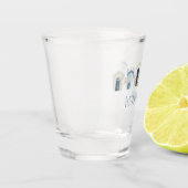 Waterverf Kuststrand hutten gepersonaliseerd Shot Glas (Links)
