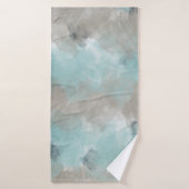 Waterverf kuststrand kleuren handdoek met naam (Badhanddoek)