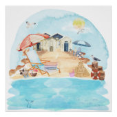 Waterverf Kuststrand Scène Perfect Poster (Voorkant)