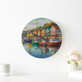 Waterverf kustvaarders zeegezicht grote klok (Huis)