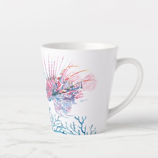 Waterverf kustvis tropische visserij latte mok (Rechts)