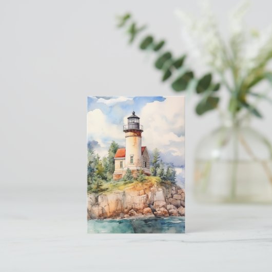 Waterverf Kustvuurtoren achtergrond Visitekaartje (Staand voorkant)