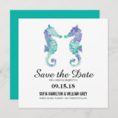 Waterverf kustzeepaardje | Datum opslaan Save The Date (Voorkant / Achterkant)
