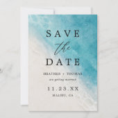Waterverf Kustzone OceaanBewaar datum Save The Date (Voorkant)
