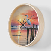 Waterverf Kustzonsopgang met Egret (Hoek)