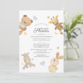 Waterverf Kute Animals Moderne Baby shower Kaart (Staand voorkant)