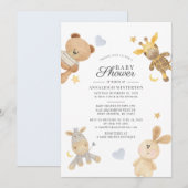 Waterverf Kute Animals Moderne Baby shower Kaart (Voorkant / Achterkant)