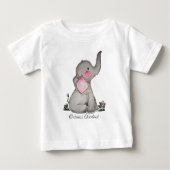 Waterverf Kute Baby Elephant met Blush & Flowers (Voorkant)