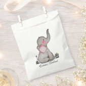 Waterverf Kute Baby Elephant met Blush & Flowers Bedankzakje (Geknipt)