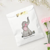 Waterverf Kute Baby Elephant met Blush & Flowers Bedankzakje (Gezegeld)