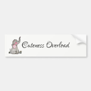 Waterverf Kute Baby Elephant met Blush & Flowers Bumpersticker